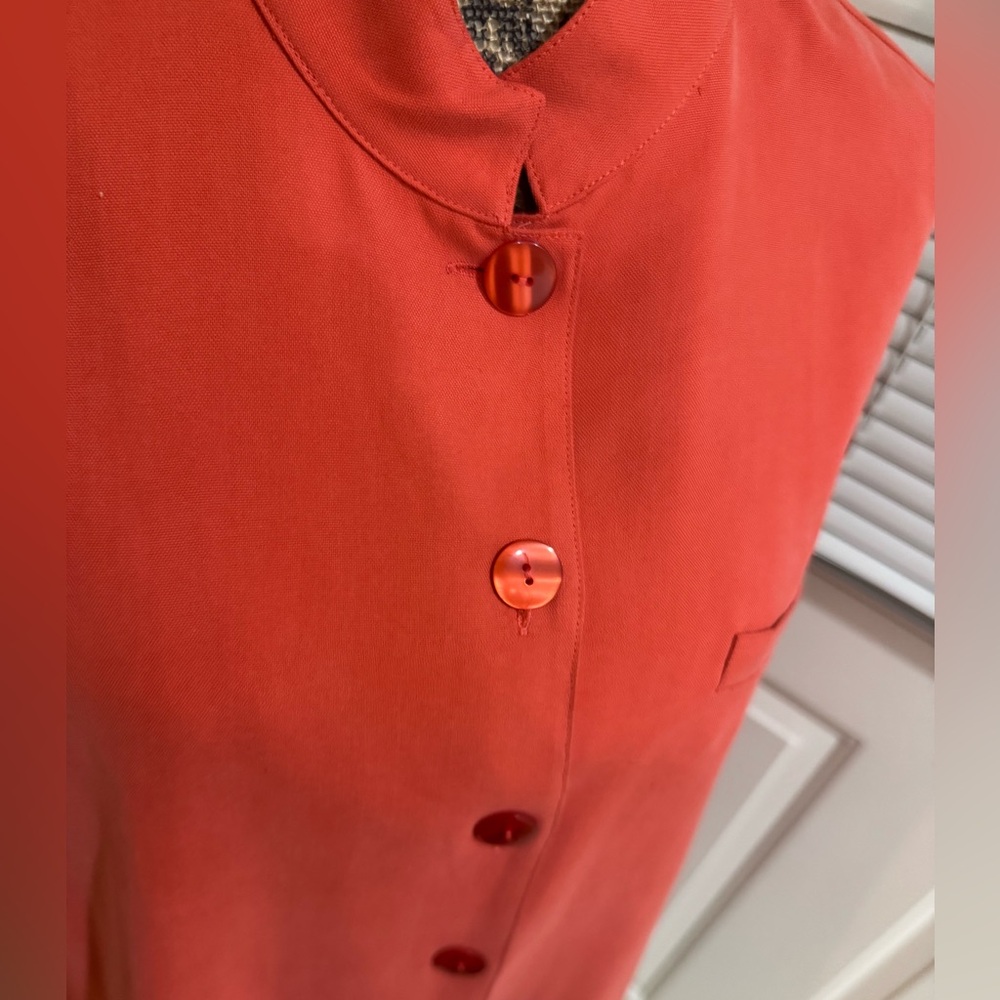 Coldwater Creek NWT 100% silk orange button down long sleeve long shirt size XL - Picture 8 of 11